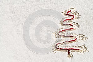 Christmas background with fresh snow texture. Image taken from above, top view.