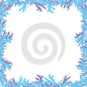 Christmas background. Frosty patterns. Frame with