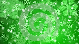 Christmas background of fuzzy and focused snowflakes