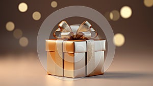 Christmas background with gift box on the table. Gift box decor. AI generated image
