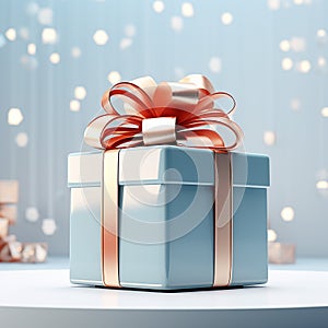 Christmas background with gift box on the table. Gift box decor. AI generated image