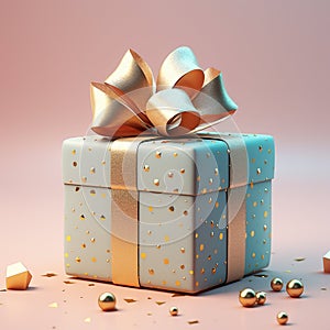 Christmas background with gift box on the table. Gift box decor. AI generated image