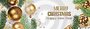 Christmas background with gold decorations