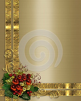 Christmas background gold ribbons