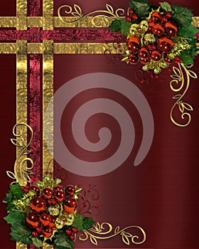 Christmas background gold ribbons