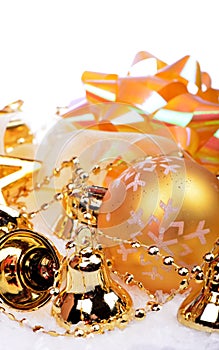 Christmas background with golden balls