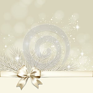 Christmas background with golden bow