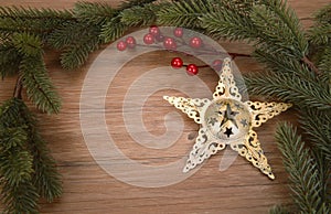 Christmas background with golden star