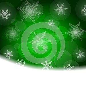 Christmas background - green with white snowflakes