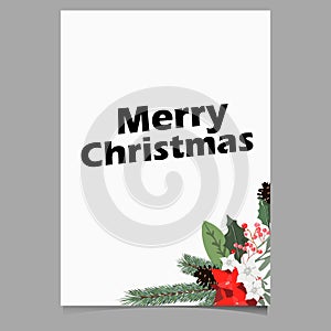 Christmas background or greeting poster template with holidays elements vector