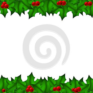Christmas background with holly frame