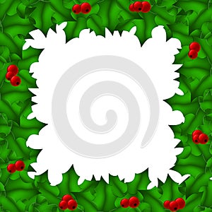 Christmas background with holly frame