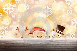 Christmas background illustration of funny santa claus and red n