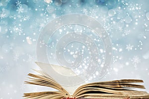 Christmas background with magic book