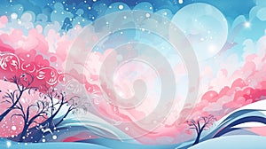 Christmas background. Merry Christmas wallpaper. Winter landscape background with snow and snowflakes.