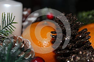Christmas background, New Year holiday decoration making the magic mood of the upcoming holiday