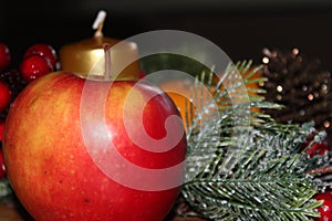 Christmas background, New Year holiday decoration making the magic mood of the upcoming holiday