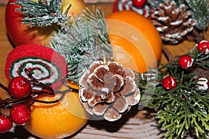 Christmas background, New Year holiday decoration making the magic mood of the upcoming holiday