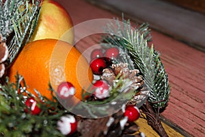 Christmas background, New Year holiday decoration making the magic mood of the upcoming holiday