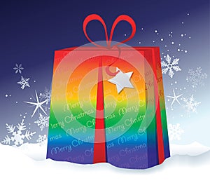 Christmas background with rainbow Christmas gift