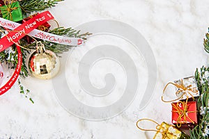 Christmas background with red bauble