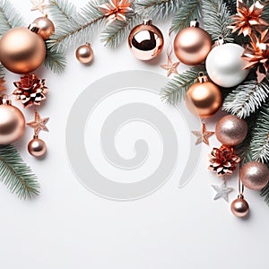 Christmas background rose gold balls AI Genelate