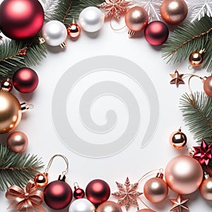 Christmas background rose gold balls AI Genelate