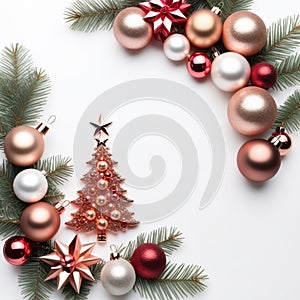 Christmas background rose gold balls AI Genelate