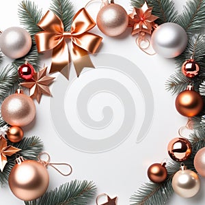 Christmas background rose gold balls AI Genelate