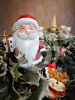Christmas background with santa claus candle