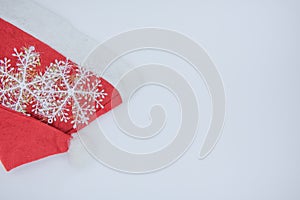 Christmas background. Santa Claus hat on a white background