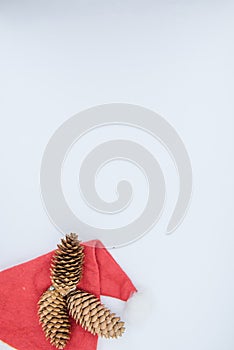 Christmas background. Santa Claus hat on a white background