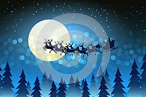 Christmas background with Santa driving his sleigh