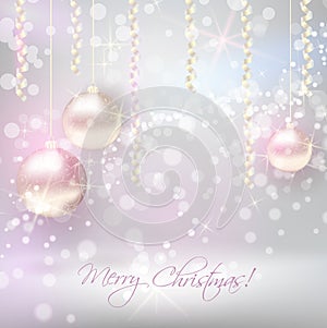 Christmas background with shiny christmas baubles