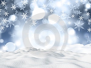 Christmas background with snowdrift on snowflake and stars design