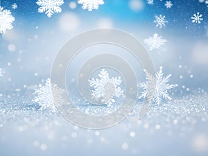 christmas background with snowflake and snow dreamy frozen style