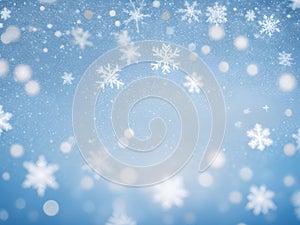 christmas background with snowflake and snow dreamy frozen style