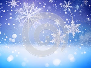 christmas background with snowflake and snow dreamy frozen style