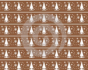 Christmas background with snowflakes and christmas trees.