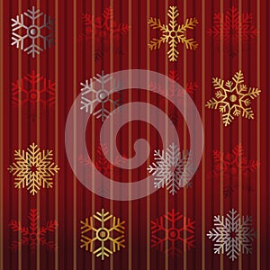 Christmas background of snowflakes in red colour. Vector illustration