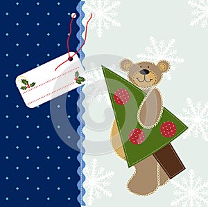 Christmas background with Teddy Bear