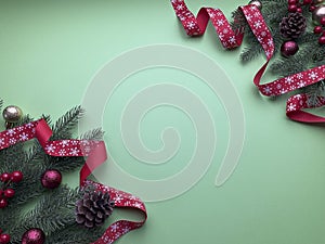 Christmas background text space with decor items