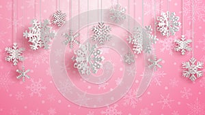 Christmas background with three-dimensional paper snowflakes