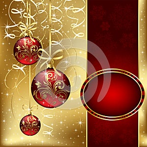 Christmas background with three red balls