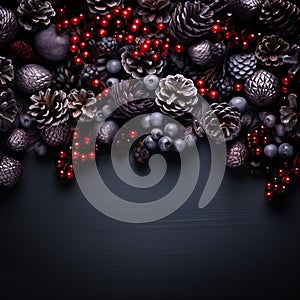 Christmas background top view mock up. Generative Ai