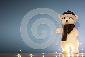 Christmas background, wallpaper with toy polar bear