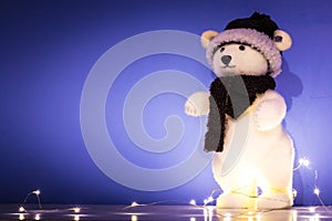 Christmas background, wallpaper with toy polar bear