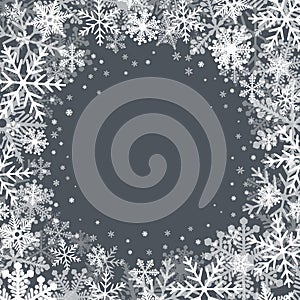 Christmas background with white snowflake borders