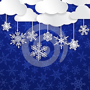 Christmas background with white snowflakes