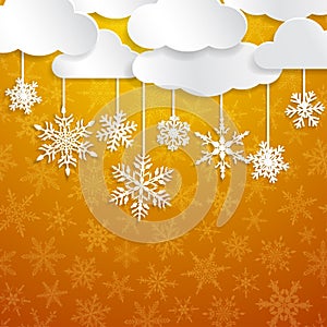 Christmas background with white snowflakes